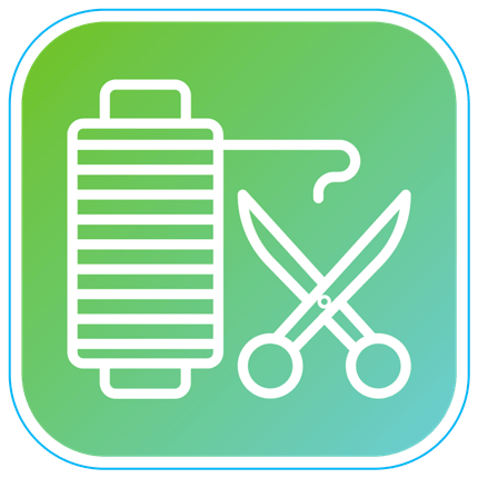 Thread & Scissors Green - STICKER - Maple Leaf Quilting Company Ltd.