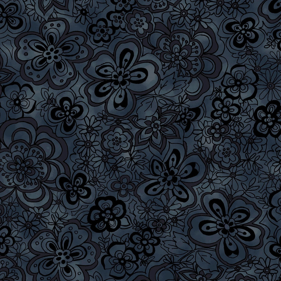 Tonal Floral Black 108” Cotton (BQ3500 - 99) - Sold in UNITS of 1/4 metre - Maple Leaf Quilting Company Ltd.