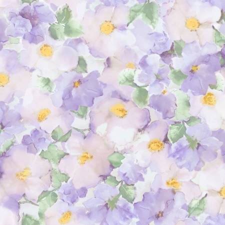 Violet Flower Wash 108" Cotton (QB10800M - V) - Sold in UNITS of 1/4 metre - Maple Leaf Quilting Company Ltd.