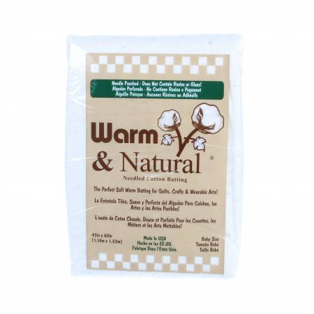 Warm & Natural Baby Size Cotton Batting 45" x 60" Bagged (W2322WN) - Maple Leaf Quilting Company Ltd.