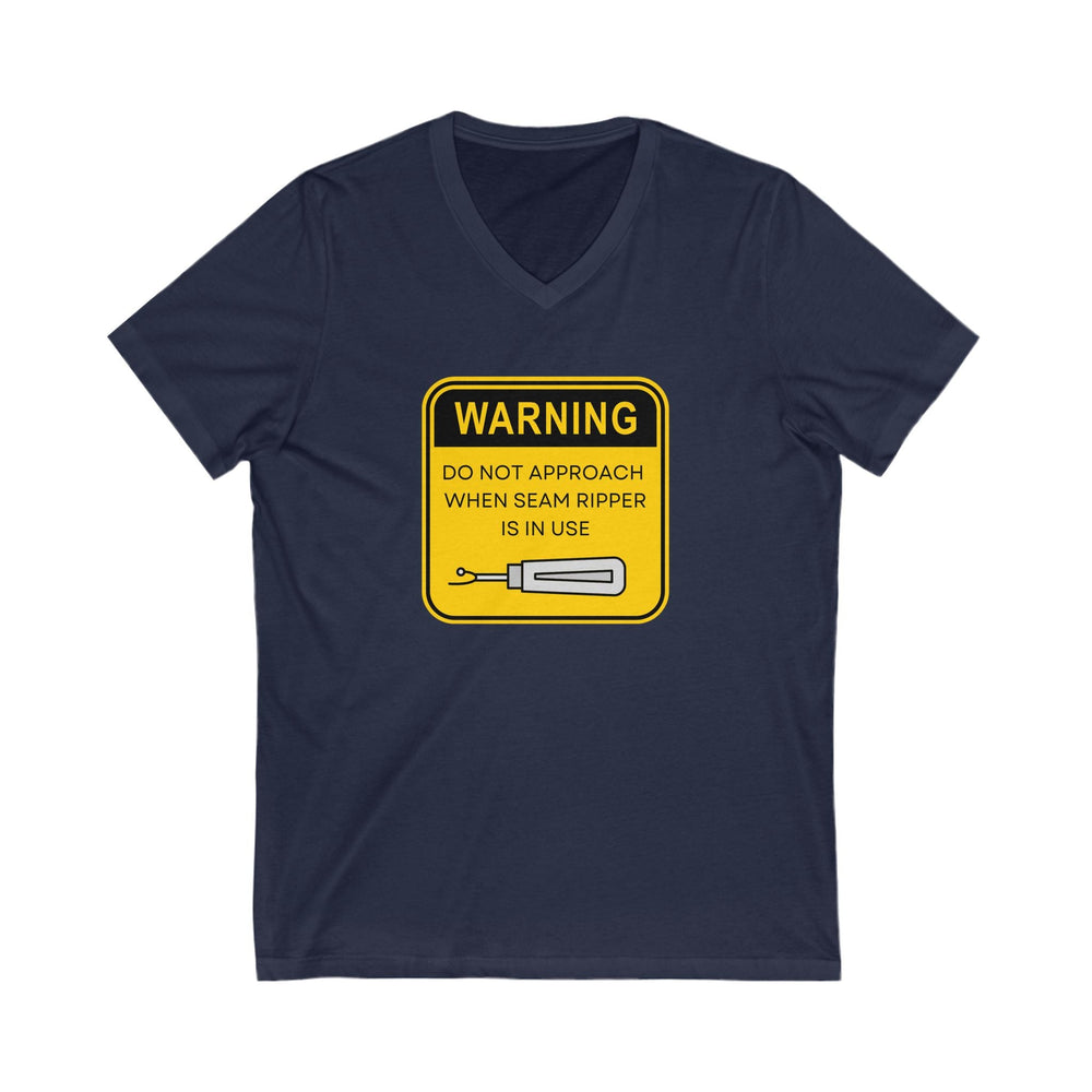 'Warning' | V - Neck Tee - Maple Leaf Quilting Company Ltd.