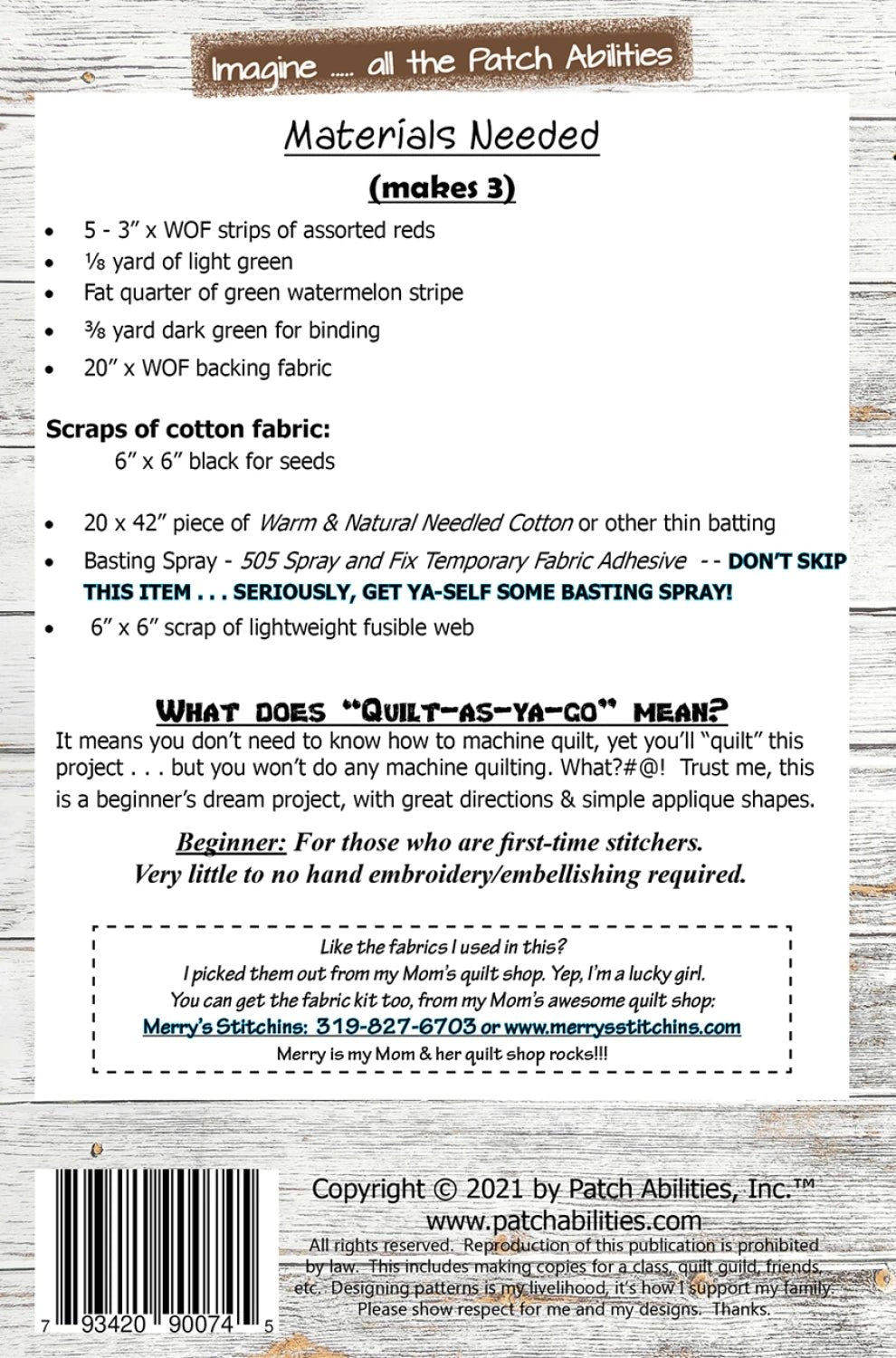 Watermelon Place (P273PA) - Maple Leaf Quilting Company Ltd.