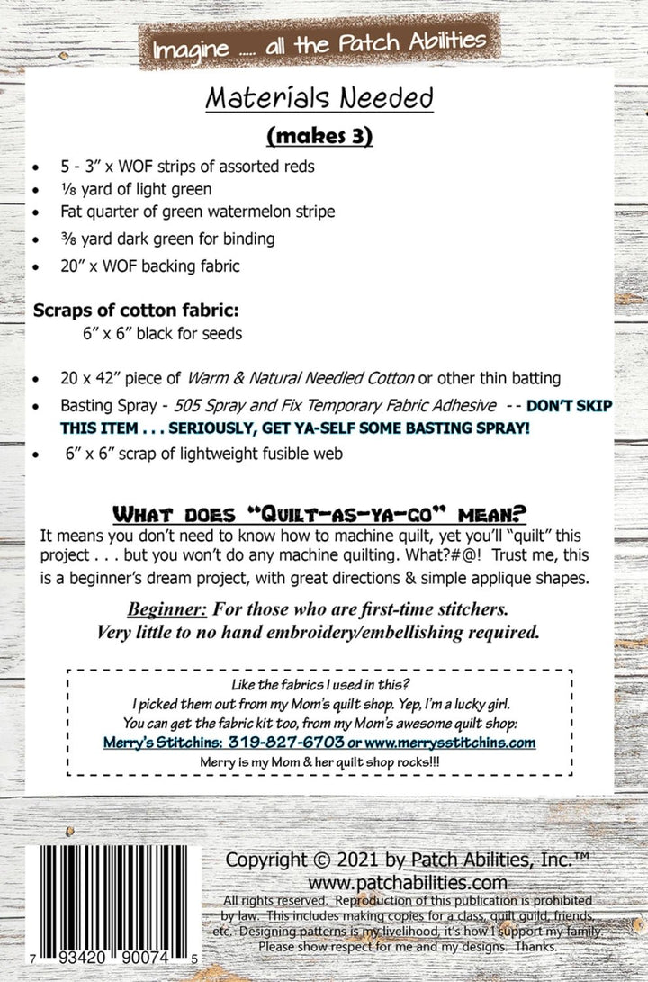 Watermelon Place (P273PA) - Maple Leaf Quilting Company Ltd.