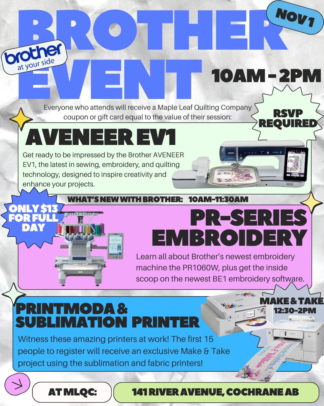 What's New With Brother/ Craft Day Event! - Maple Leaf Quilting Company Ltd.