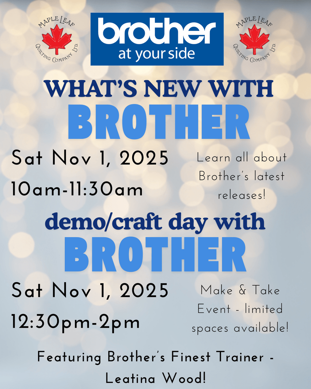What's New With Brother/ Craft Day Event! - Maple Leaf Quilting Company Ltd.