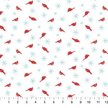 White Cardinal Toss - Holly Jolly | 43/44" Cotton (28817-10) - Sold in UNITS of ¼ metre - Maple Leaf Quilting Company Ltd.