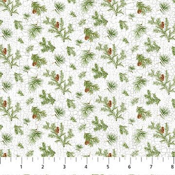 White Multi Pine Boughs - Winter Woodland | 43/44" Cotton (28869 - 10) - Sold in UNITS of ¼ metre - Maple Leaf Quilting Company Ltd.