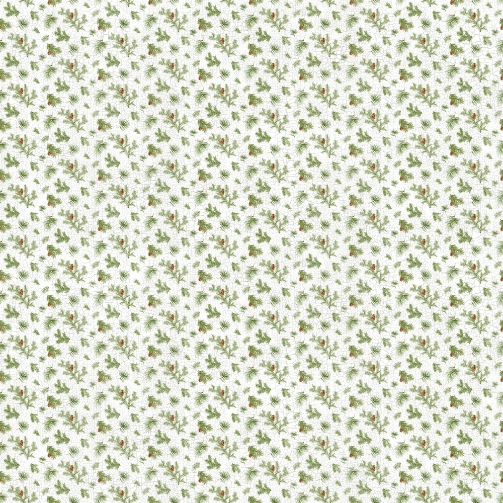 White Multi Pine Boughs - Winter Woodland | 43/44" Cotton (28869 - 10) - Sold in UNITS of ¼ metre - Maple Leaf Quilting Company Ltd.