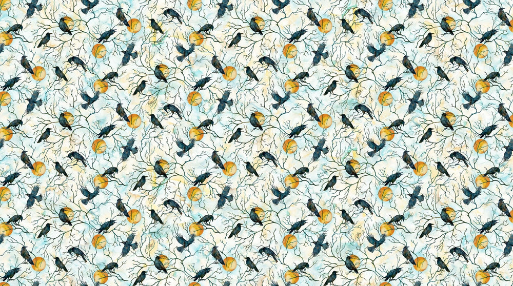White Multi Raven Moon - Raven's Call | 43/44" Cotton (DP28947 - 10) - Sold in UNITS of ¼ metre - Maple Leaf Quilting Company Ltd.