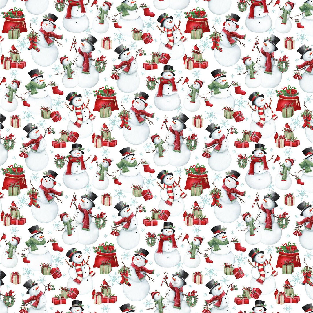 White Multi Snowmen - Holly Jolly | 43/44" Cotton (28813-10) - Sold in UNITS of ¼ metre - Maple Leaf Quilting Company Ltd.