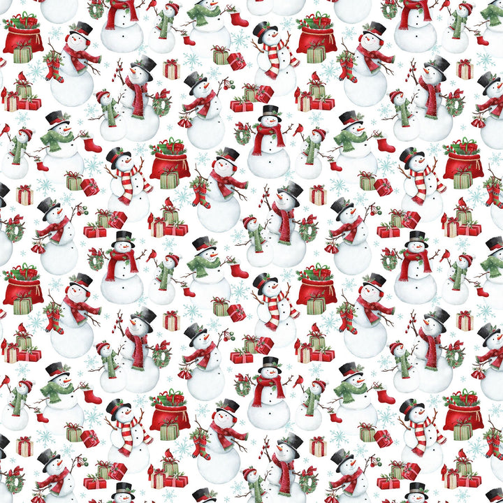 White Multi Snowmen - Holly Jolly | 43/44" Cotton (28813-10) - Sold in UNITS of ¼ metre - Maple Leaf Quilting Company Ltd.