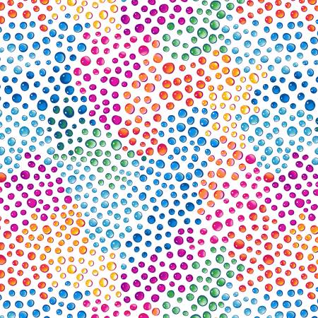 White - Multi Water Droplets 108" Cotton (BQ3328 - 01) – Sold in UNITS of ¼ metre - Maple Leaf Quilting Company Ltd.