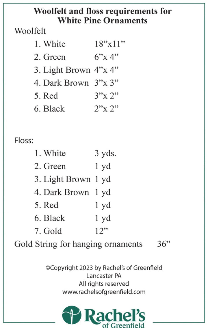 White Pine Ornaments Kit (K1023) - Maple Leaf Quilting Company Ltd.