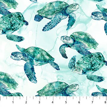 White Turtle - Coral Reef | 43/44" Cotton (DP28878 - 10) - Sold in UNITS of ¼ metre - Maple Leaf Quilting Company Ltd.