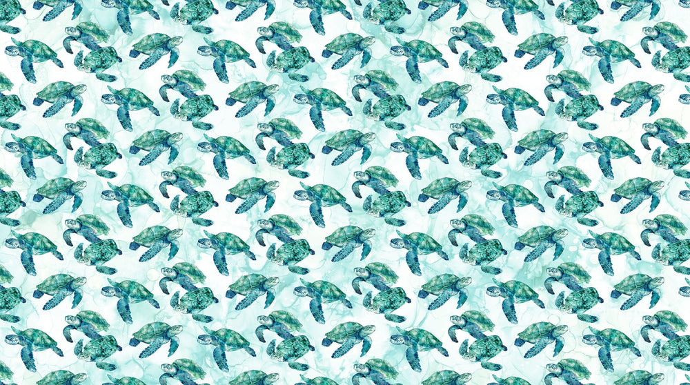 White Turtle - Coral Reef | 43/44" Cotton (DP28878 - 10) - Sold in UNITS of ¼ metre - Maple Leaf Quilting Company Ltd.