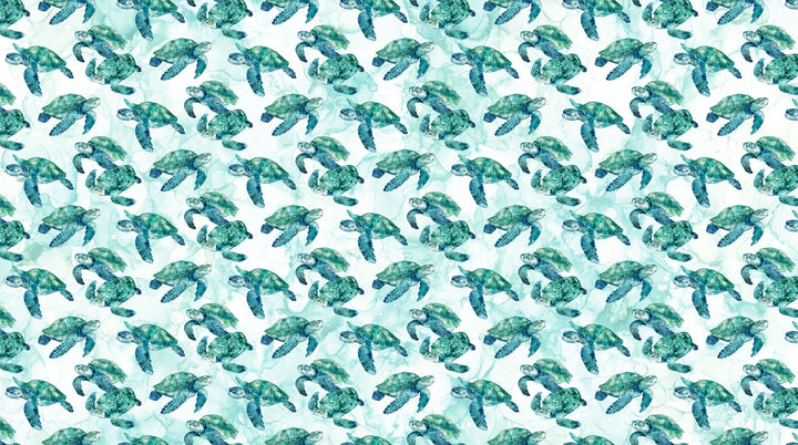 White Turtle - Coral Reef | 43/44" Cotton (DP28878 - 10) - Sold in UNITS of ¼ metre - Maple Leaf Quilting Company Ltd.