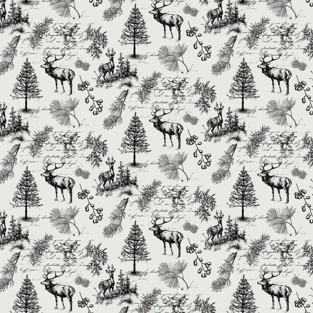 White - Woodland Sketch 44" Wide Cotton (66250502-01) 🇨🇦 - Maple Leaf Quilting Company Ltd.