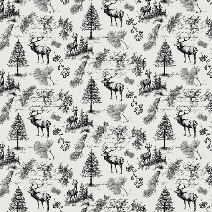 White - Woodland Sketch 44" Wide Cotton (66250502-01) 🇨🇦 - Maple Leaf Quilting Company Ltd.