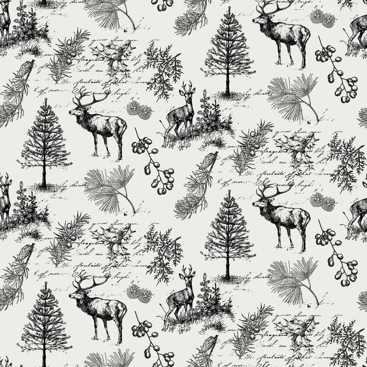 White - Woodland Sketch 44" Wide Cotton (66250502-01) 🇨🇦 - Maple Leaf Quilting Company Ltd.