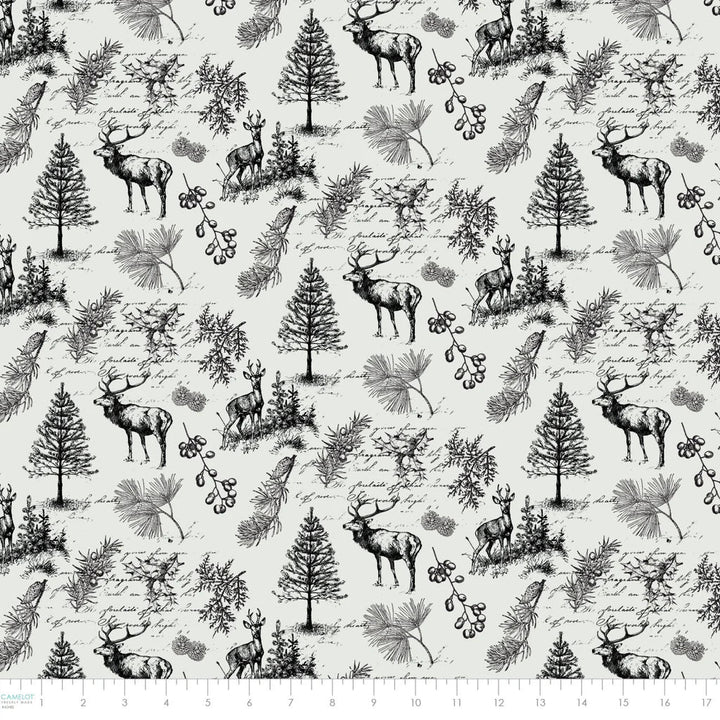 White - Woodland Sketch 44" Wide Cotton (66250502-01) 🇨🇦 - Maple Leaf Quilting Company Ltd.