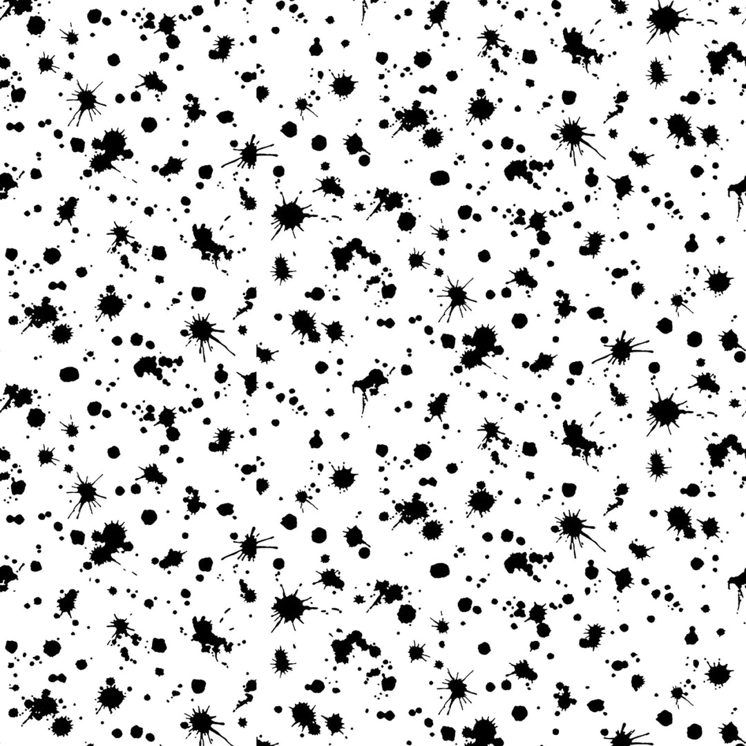 White/Black Splashes 108” Cotton (8239S - 09) - Sold in UNITS of 1/4 metre - Maple Leaf Quilting Company Ltd.