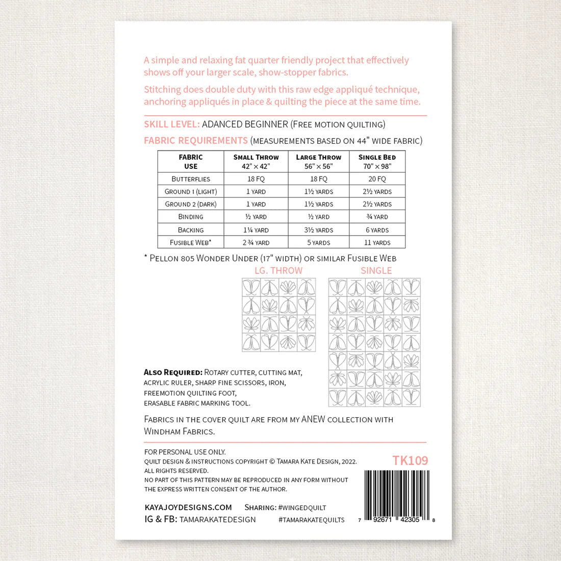 Winged Quilt (TK109) - Maple Leaf Quilting Company Ltd.