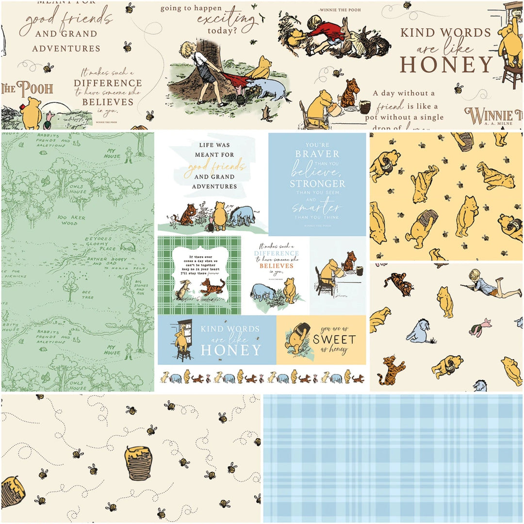 Winnie the Pooh 1 Yard Bundle - Cream | 1 Yard Bundle - 7 pcs (1YD - 17000C - 7) - Maple Leaf Quilting Company Ltd.