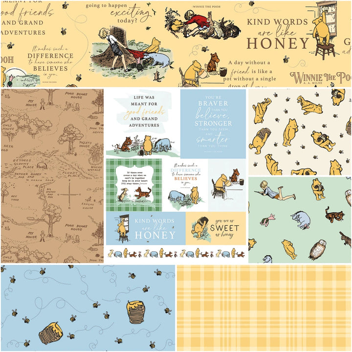 Winnie the Pooh 1 Yard Bundle - Sunshine | 1 Yard Bundle - 7 pcs (1YD - 17000S - 7) - Maple Leaf Quilting Company Ltd.