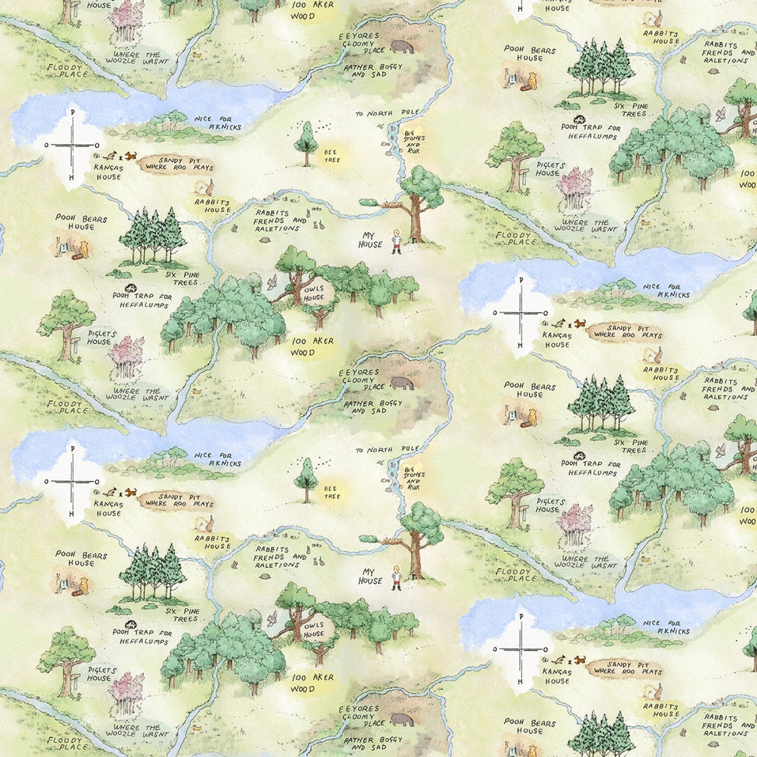 Winnie The Pooh - Light Green | 58/60" Minky (8765MK - 60) - Maple Leaf Quilting Company Ltd.