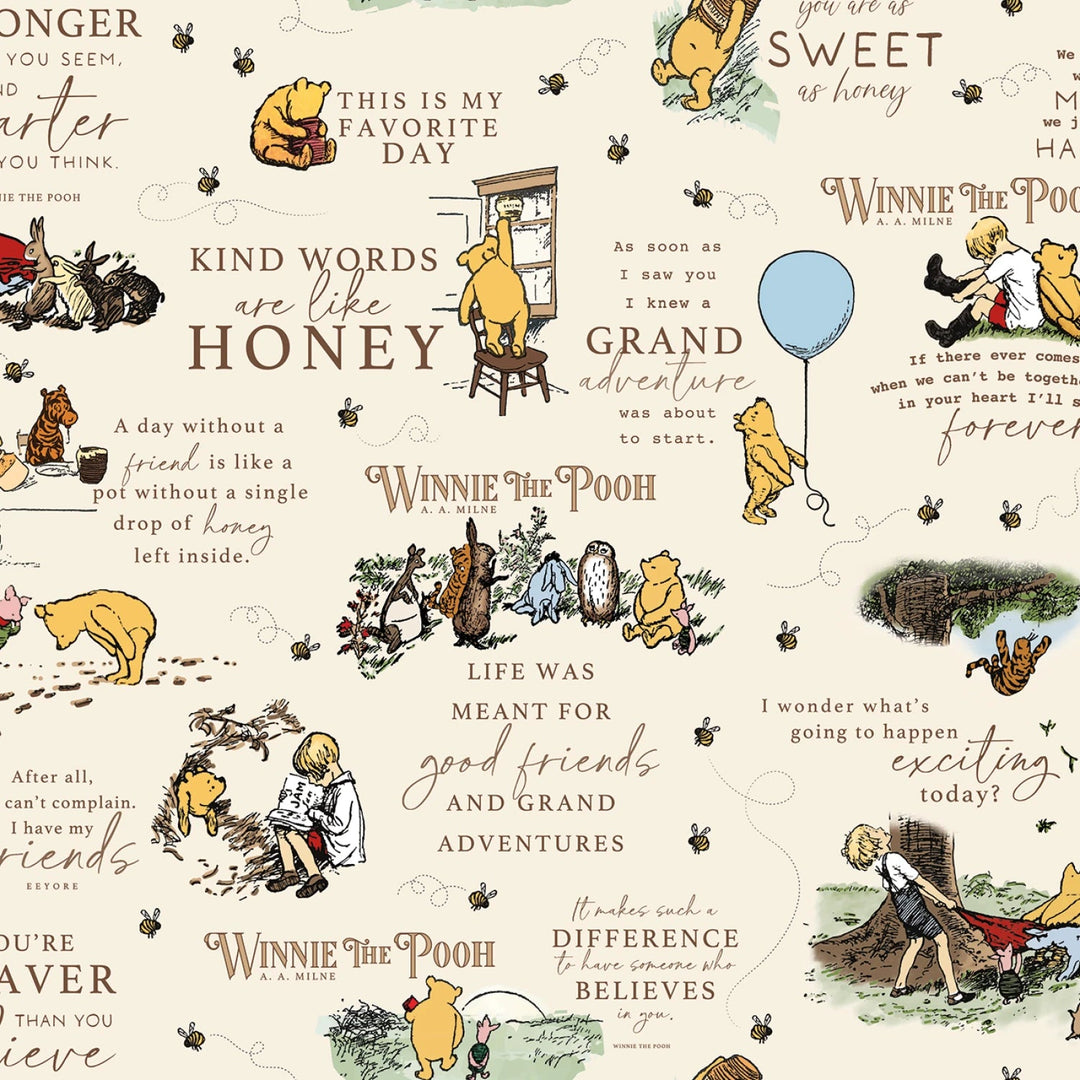 Winnie the Pooh Quotes Cream | 43/44" Flannel (F17502R-CREAM) - Sold in UNITS of ¼ metre - Maple Leaf Quilting Company Ltd.