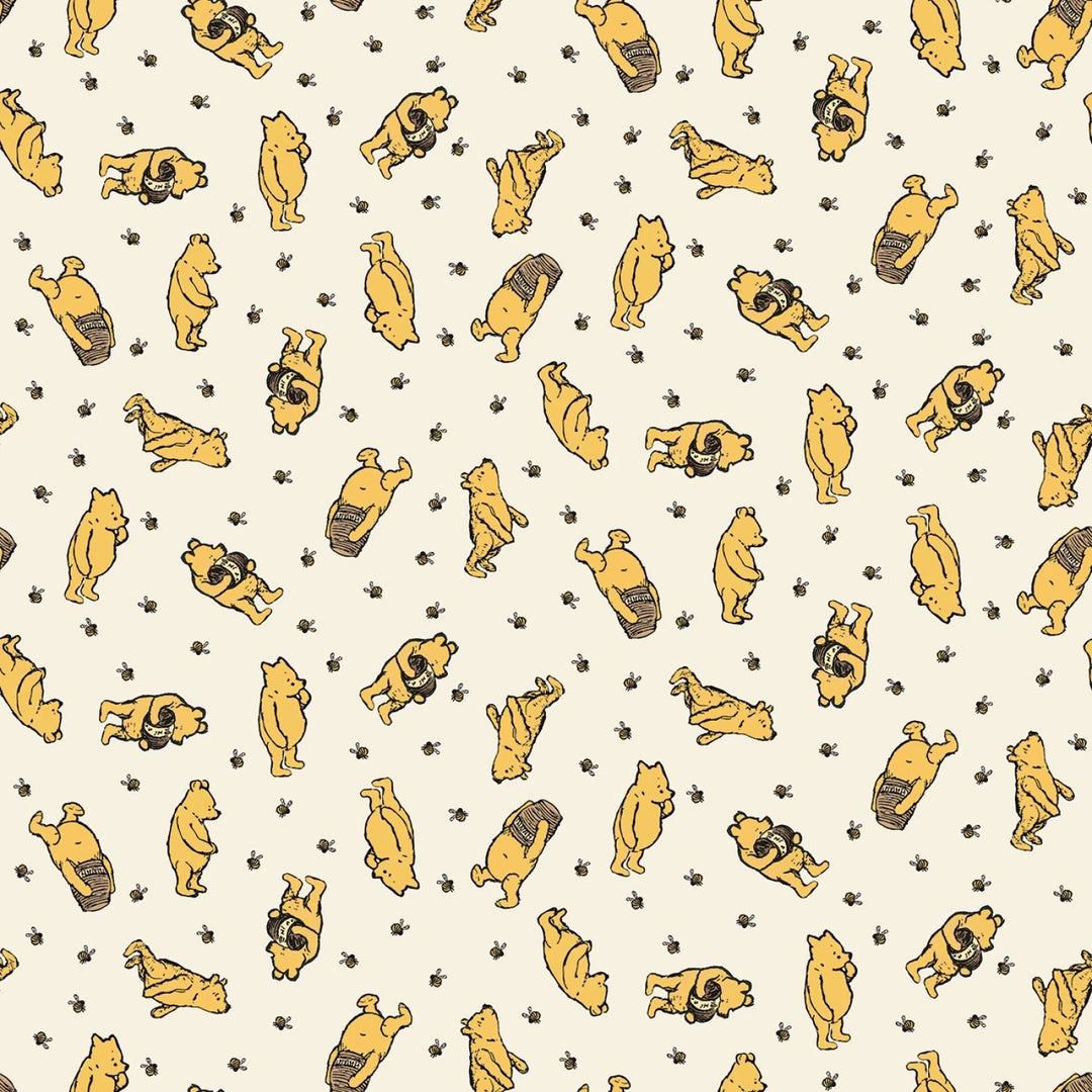 Winnie the Pooh Toss - Cream | 43/44" Flannel (F17503R-CREAM) - Sold in UNITS of ¼ metre - Maple Leaf Quilting Company Ltd.