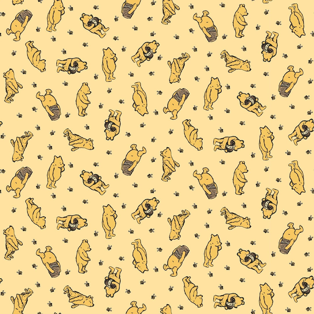 Winnie the Pooh Toss - Sunshine | 43/44" Flannel (F17503R-SUNSHINE) - Sold in UNITS of ¼ metre (Copy) - Maple Leaf Quilting Company Ltd.