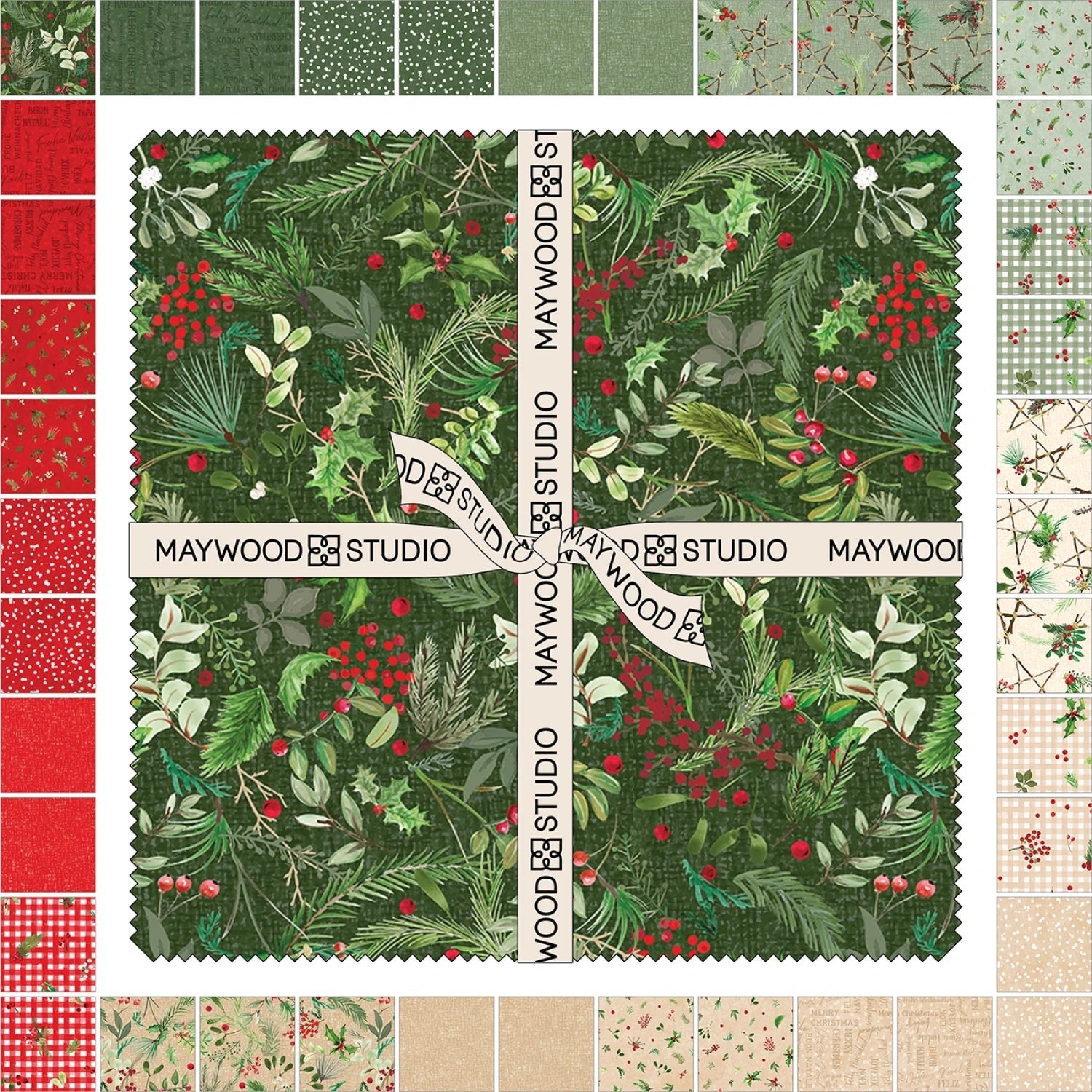 Winter Wreaths by Maywood Studio Collection | 10in Squares - 42pcs (SQ - MASWIWR) - Maple Leaf Quilting Company Ltd.