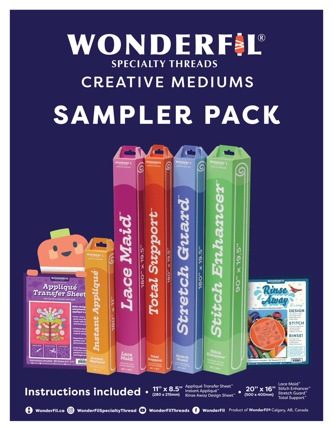 WONDERFIL - CREATIVE MEDIUMS SAMPLER PACK - Maple Leaf Quilting Company Ltd.