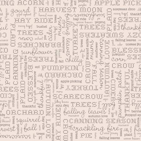 Words Latte Autumn 108" Cotton (WB14674R - LATTE) - Sold in UNITS of 1/4 metre - Maple Leaf Quilting Company Ltd.