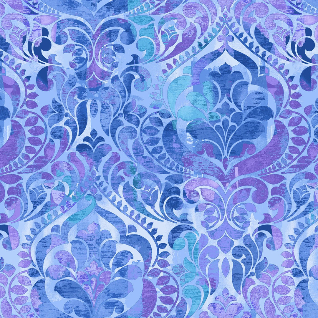 You Damask by Chelsea Designworks Collection - BlueViolet Damask | 118" Cotton (8568S - 75) – Sold in UNITS of ¼ metre - Maple Leaf Quilting Company Ltd.