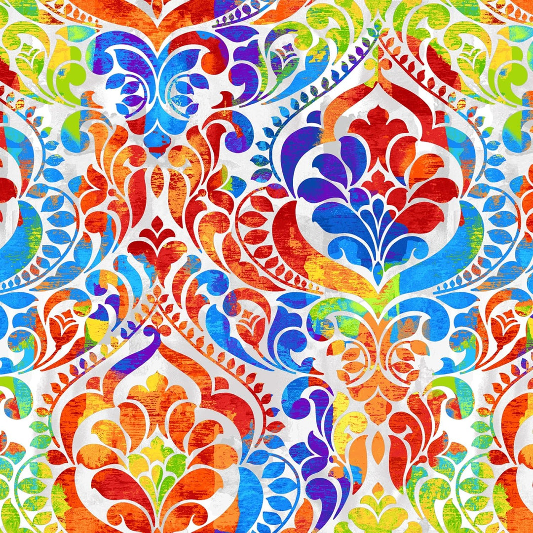 You Damask by Chelsea Designworks Collection - Rainbow Damask | 118" Cotton (8568S - 108) – Sold in UNITS of ¼ metre - Maple Leaf Quilting Company Ltd.