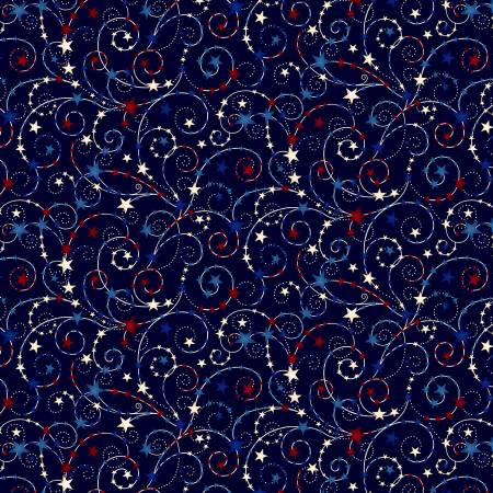 Navy Stars 108" Cotton (3000W-77) – Sold in UNITS of ¼ metre