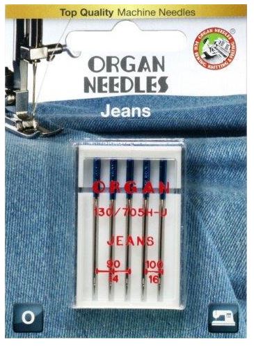 Organ Needles Jeans Assortment (3ea 90, 2ea 100) Blister Pack (5524500BL)