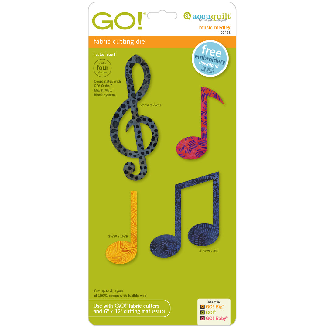 GO! Music Medley Die (55482)-Accuquilt-Accuquilt-Maple Leaf Quilting Company Ltd.