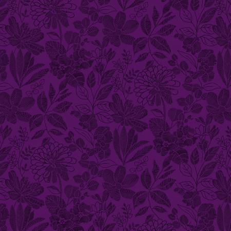 Aubergine Floral 118" Cotton (6912S-55) – Sold in UNITS of ¼ metre