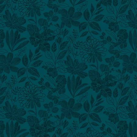Teal Floral 118" Cotton (6912S-67) – Sold in UNITS of ¼ metre