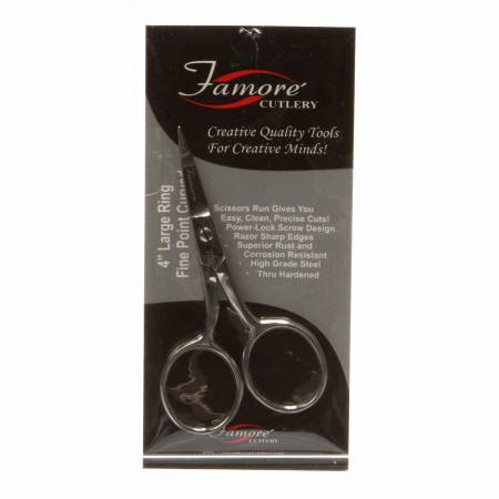 Famore 4" Large Ring Fine Point Curved Embroidery Scissors (709SP)