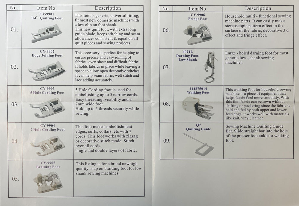 9 Piece Presser Foot Gift Set - Maple Leaf Quilting Company Ltd.