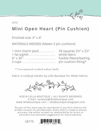 Mini Open Heart Pin Cushion Paper Pattern (LB175)