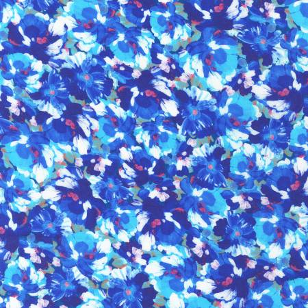 Floral Blue 108" Wide Cotton Sateen (SRKDX207164)  – Sold in UNITS of ¼ metre