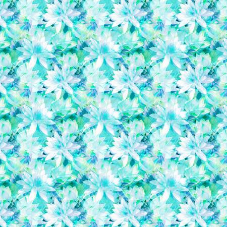 Blue/Green Translucent Floral 108" Cotton (T1085028-BG) – Sold in UNITS of ¼ metre