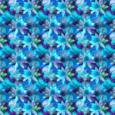 Teal/Blue Translucent Floral 108" Cotton (T1085028-TB) – Sold in UNITS of ¼ metre