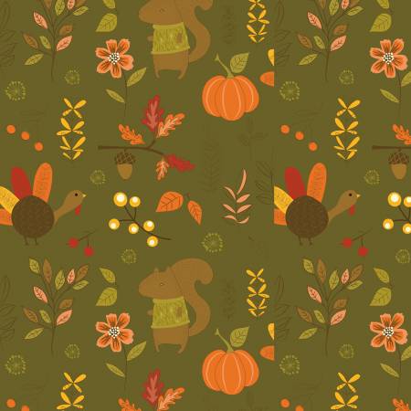 Olive Awesome Autumn 108" Cotton (WB12181R-OLIVE) – Sold in UNITS of ¼ metre