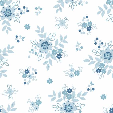 Simply Country Floral Floral White 108" Cotton (WB13418R-WHITE) – Sold in UNITS of ¼ metre